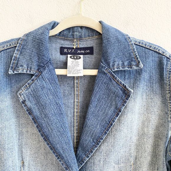 R.V.T. Jeans Womens Jacket Ombre Blue  Denim Buttons Pockets Stitching M - Picture 3 of 9